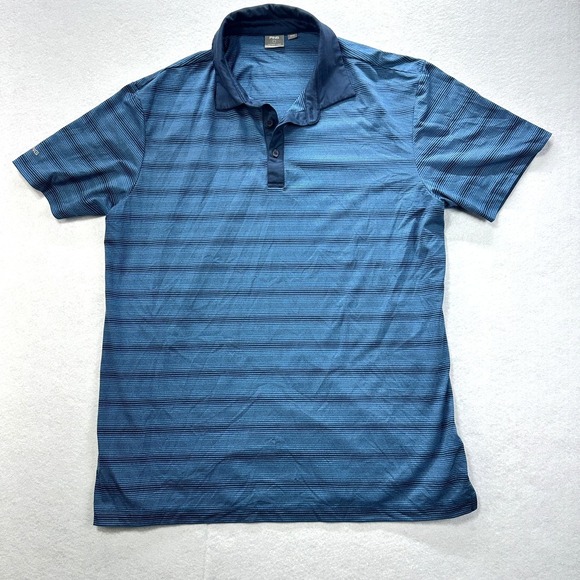 PING Sensor Cool Polo Golf Shirt Medium Blue Striped - Picture 1 of 8
